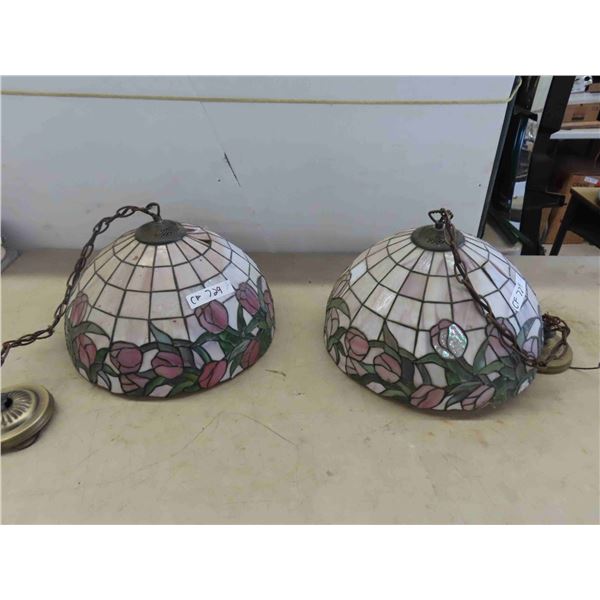 2 Stained Glass Light Fixtures - Base Diameter 16 1/2'' 
