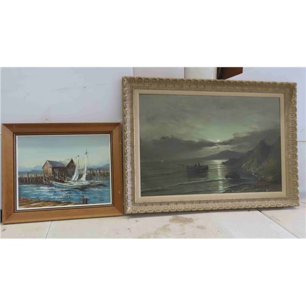 2 Framed Oil Paintings on Canvas - Larger Measures 42 1/2'' x 30'' 