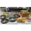 Image 1 : Vintage Gramophone with Assortment of 78 RPM Records