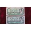 Image 3 : (10) 1954 Canadian Bills : (8) $2 Bills , (2) $1 Bills 