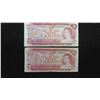 Image 6 : (12) Canadian Bills 1973/74 : (2) $2 Bills , (10) $1 Bills
