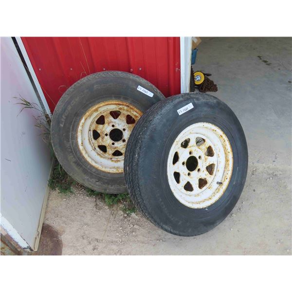 2 Trailer Tires ST225/75 R15 & 5 Hole Rims 