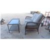 Image 2 : Patio Set : Coffee Table with Glass Top , Love Seat with Cushions 
