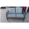 Image 5 : Patio Set : Coffee Table with Glass Top , Love Seat with Cushions 