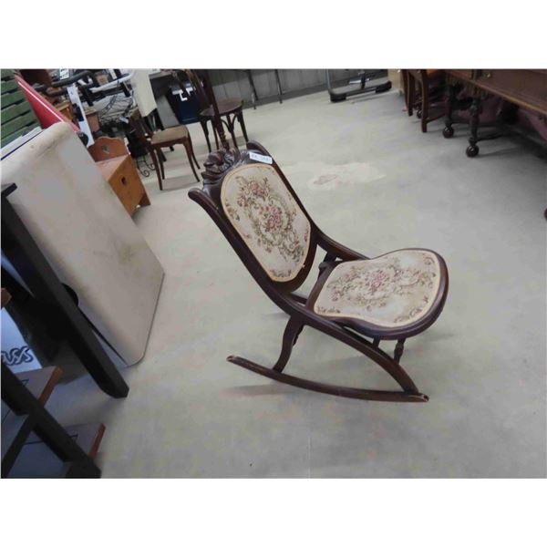 Folding Rocking Chair with Tapestry Padded Seat
