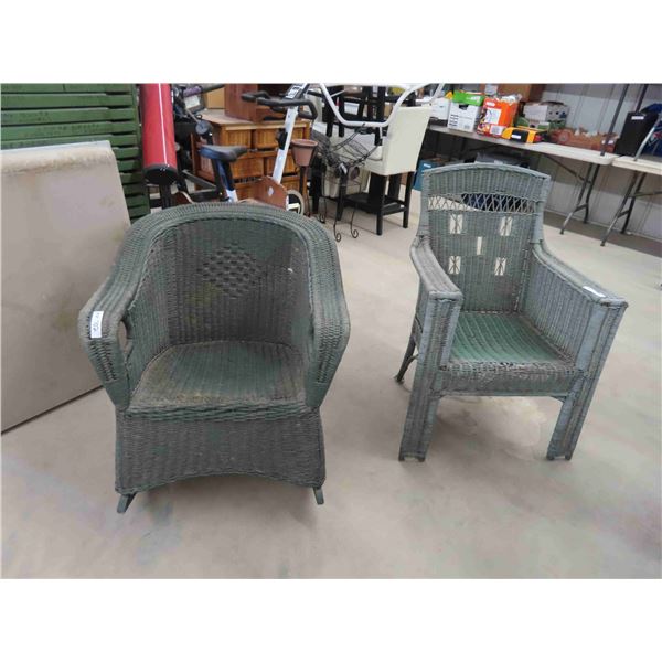 2 Vintage Wicker Chairs (1) Rocker