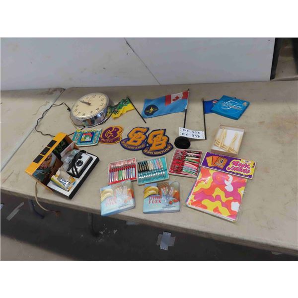Kodak Instamac Camera , Clock , Patches , Desk Flag , Little Forks 