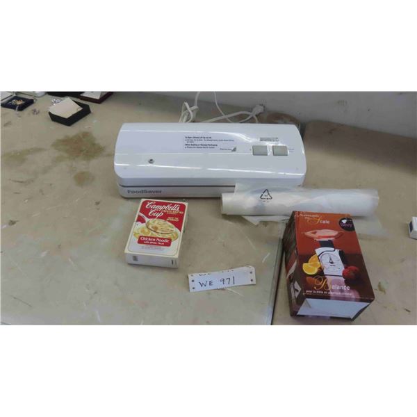 Food Saver with Extra Vacuum Bags , Kitchen Scale , Campbells Soup 