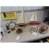 Image 1 : Mantle Sail Boat , Sail Boat Carving , Coconut Carved Bird Feeder/Planter , 