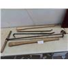 Image 1 : 2 Wood Handles , 2 Pry Bars , Manual Auger 