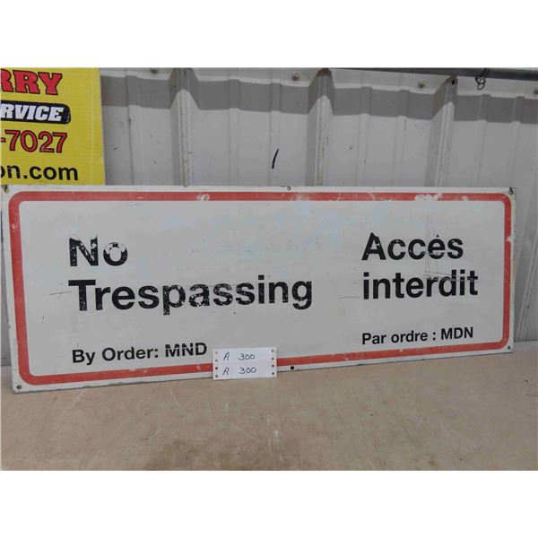 No Trespassing Metal Sign 35'' x 12 1/2'' 