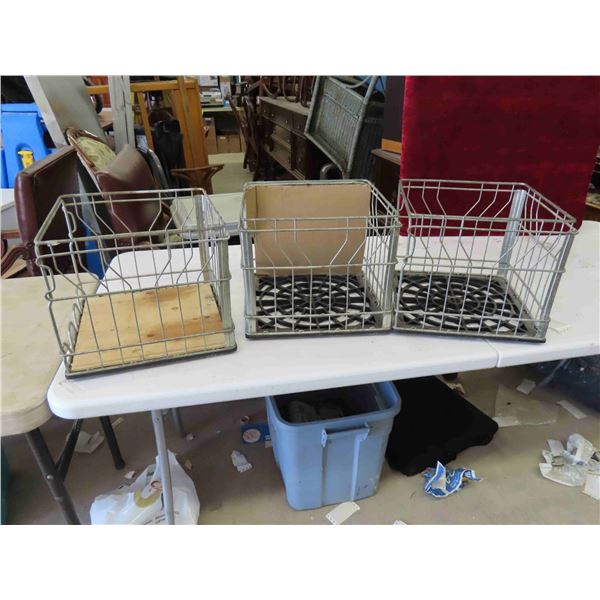 3 Metal Milk Crates 