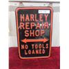 Image 1 : Heavy Steel Harley Repair Shop 'No Tools Loaned' Sign 18'' x 12'' - This is a High