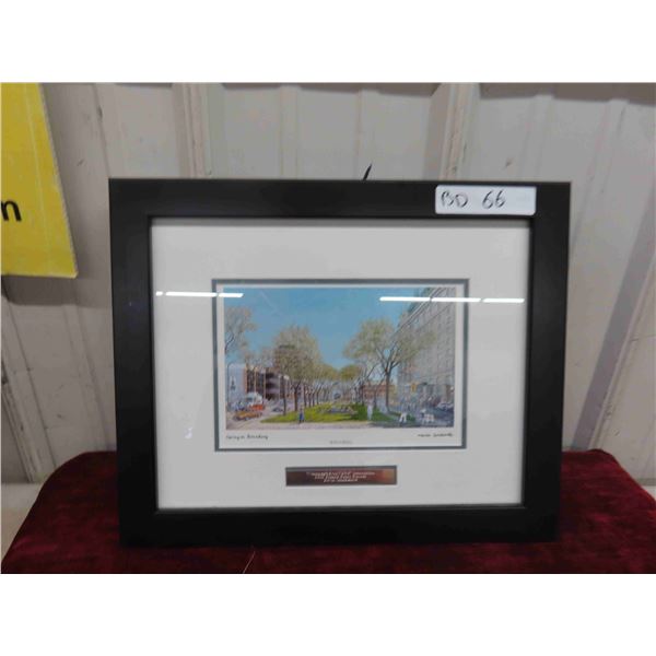 Vintage Roman Swiderek Print Titled ''Winnipeg Spring on Broadway'' Professionally