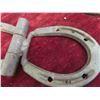 Image 4 : Pair of Vintage Unusual Horseshoe Door Hinges , Shoes are Stamped ''Pony'' 
