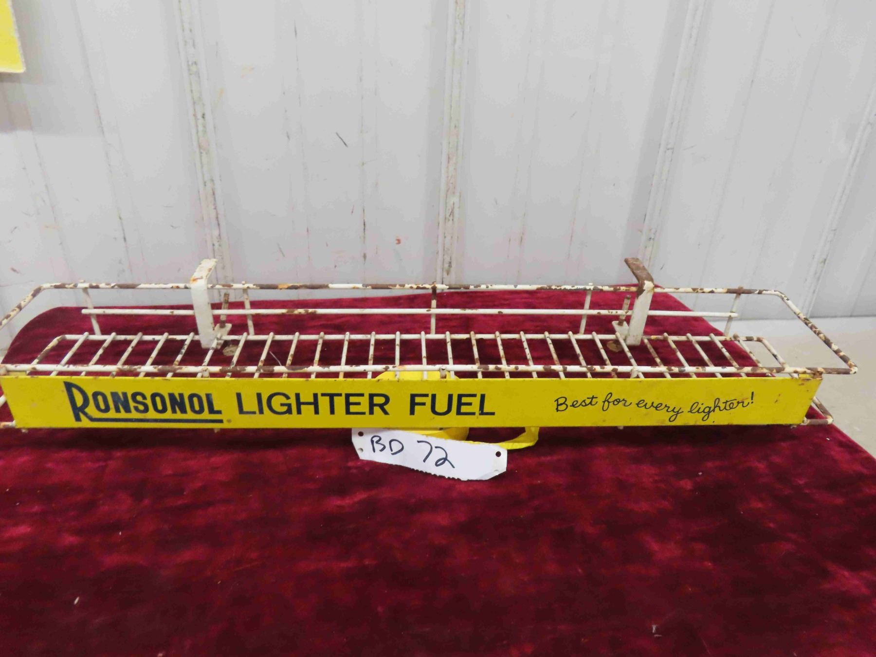 Antique Metal Ronson Lighter Fluid Rack with Original Tin Sign 23'' x 4 ...