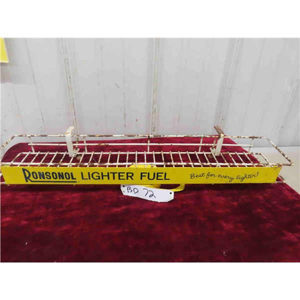 Antique Metal Ronson Lighter Fluid Rack with Original Tin Sign 23'' x 4 1/2'' x 2'' 