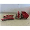 Image 2 : Diecast Metal International Tractor 8 1/2'' x 4 1/2'' x 4 1/2'' with Discer and Hay Wagon 