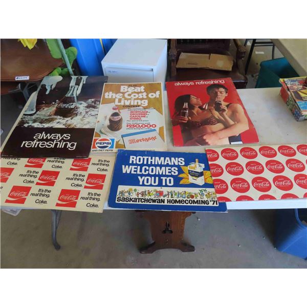 Cardboard Advertising Posters : Coca Cola , Rothman Cigarettes , Pepsi - 