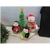 Image 3 : Decorated Christmas Tree with Lights 16'' Tall , Snowman , Penguin Display , 