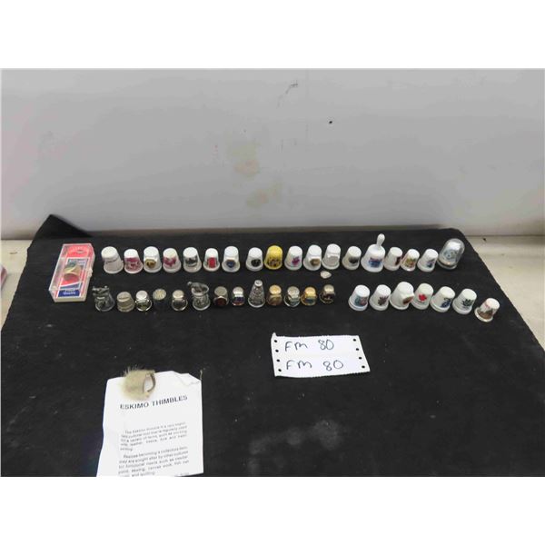 40 Thimbles: Metal , Porcelain , Inuit , Plus 