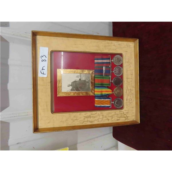 WW2 (5) Canadian Medals Framed Up with Picture of Soldier 