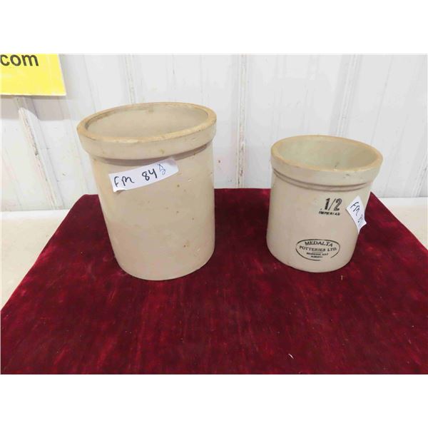2 Crocks 1 Gallon & 1/2 Gallon 