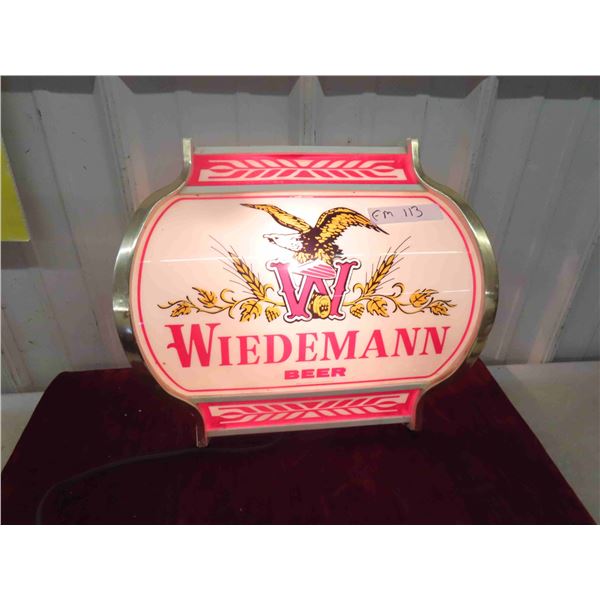 1983 Wiedemann Beer Light Up Sign 15'' x 16 1/2'' 