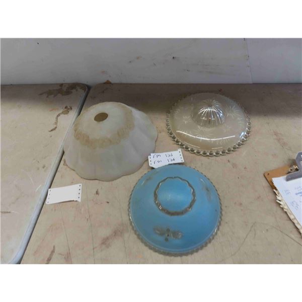 3 Vintage Glass Light Shades 