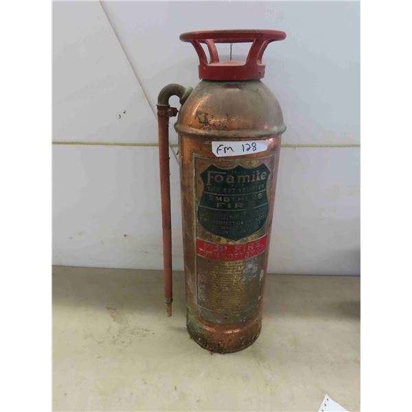 Copper Fire Extinguisher with Brass Tag 'Foamite' 