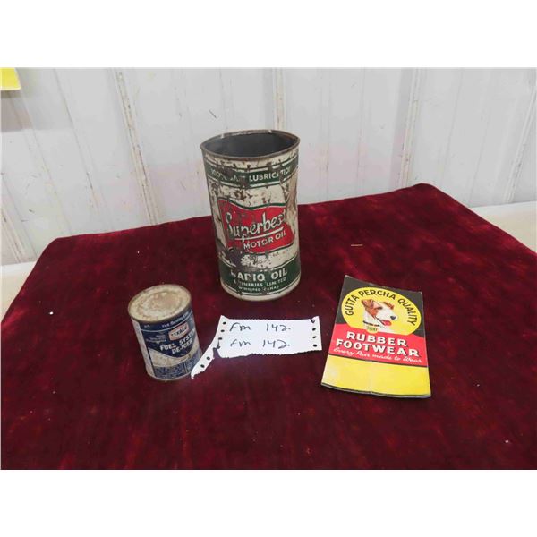 Radio Oil Super Best Motor Oil Quartz Tin , Gutta Percha Blotter , Texaco De-Icer 