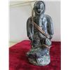 Image 2 : A Wolf Original Soapstone Carving 'Seal Hunter' Native Inuit 9 3/4'' Tall