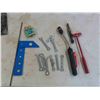 Image 9 : Metal Tool Box with Screwdrivers, Files, Tape Measure, New Blades, Wire Brushes &