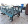 Image 7 : Metal Garden Wagon with Fold Down Sides - Handle Needs Rapair , Has 2 Flat