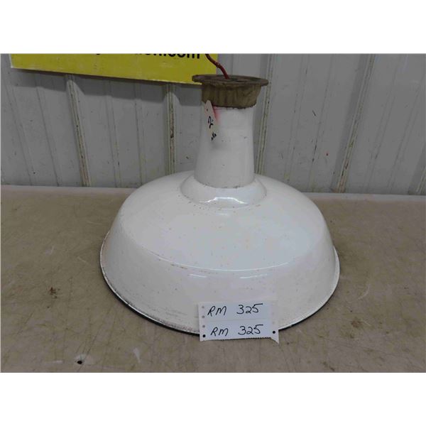 1940s Vintage 16'' White Porcelain Industrial Gas Station Light Fixture 