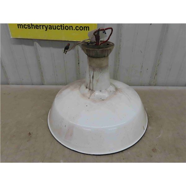 1940s Vintage 16'' White Porcelain Industrial Gas Station Light Fixture 