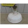 Image 1 : 1940s Vintage 16'' White Porcelain Industrial Gas Station Light Fixture 