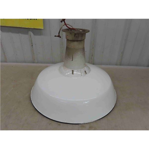 1940s Vintage 16'' White Porcelain Industrial Gas Station Light Fixture 