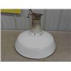 Image 1 : 1940s Vintage 16'' White Porcelain Industrial Gas Station Light Fixture 