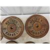 Image 3 : Vintage Weider Barbell Weight Lifting Plates (2) 35lbs , (2) 12 1/2lbs , (1) 7 1/2lbs , (3) 5lbs, 
