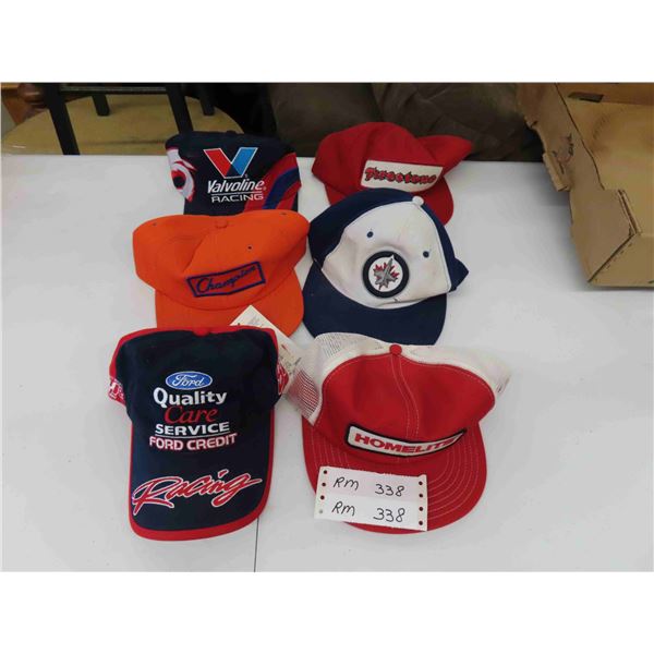 6 Trucker Caps with Advertising  'Champion' , 'Ford Racing' , 'Firestone' & More 