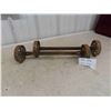 Image 1 : Antique Hit and Miss Cast Wheels with Axle - For Repurpose Projects 