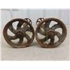 Image 3 : Antique Hit and Miss Cast Wheels with Axle - For Repurpose Projects 