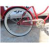 Image 3 : Ruby Red Wasaga Beach Cruiser Pedal Bike 26'' with Helmet and Dog Bungy Cord  