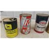 Image 2 : (6) Quart Oil Cans : Texaco , Esso , Gulf , John Deere , Royalite 