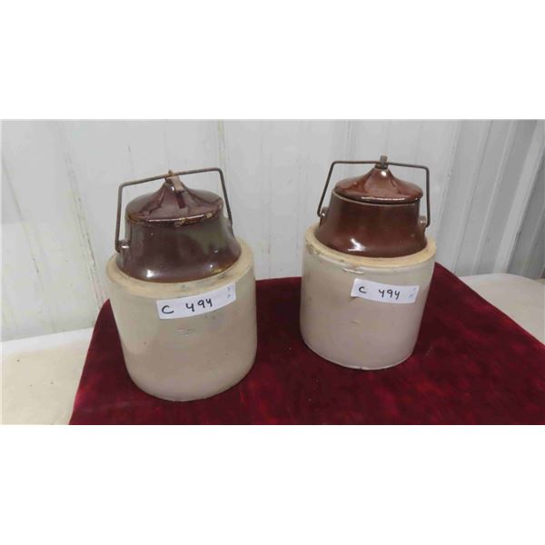 2 Stoneware Pickle Crocks 