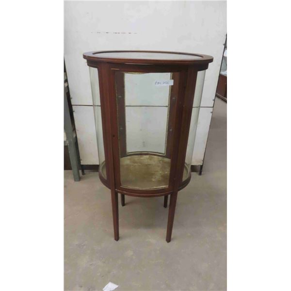 C.1860 Mahogany Oval China Cabinet with Curved Glass - 1 Glass 