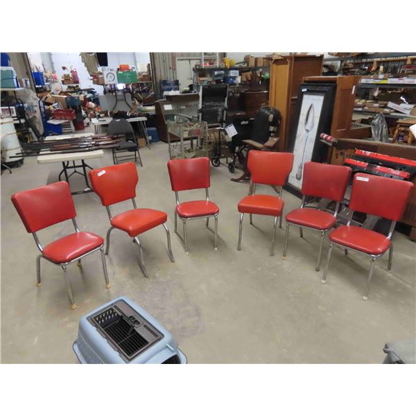 6 Retro Chrome Legged Kitchen Chairs 