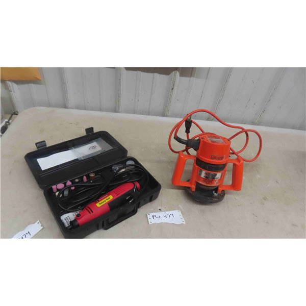 Black and Decker 3/4HP Power Router , Rotary Tool with Case and Accessories