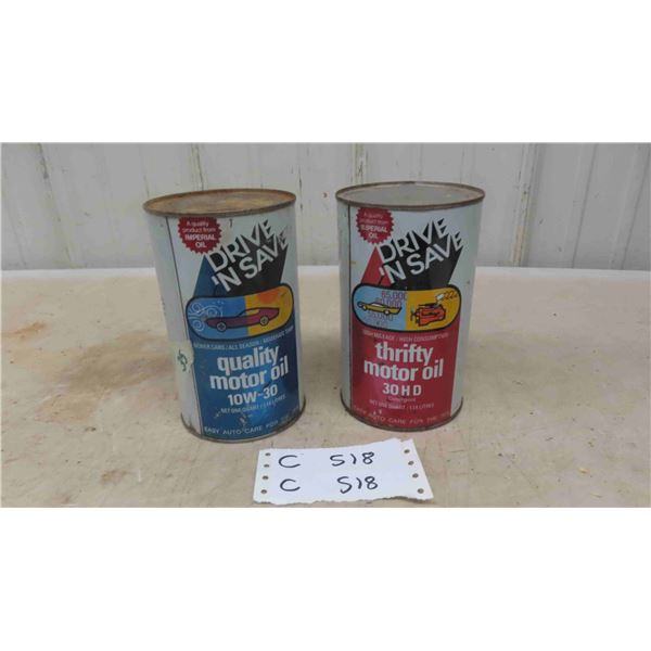 2 Drive N Save Quart Cans - 10W30 with Product , 30 HD Oil Can 